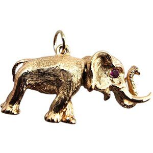 13 Karat Yellow Gold Articulating Elephant Charm #23904